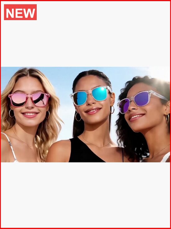 3 Pack Square Sunglasses Polarized UV Protection Trendy Shades for Women Men